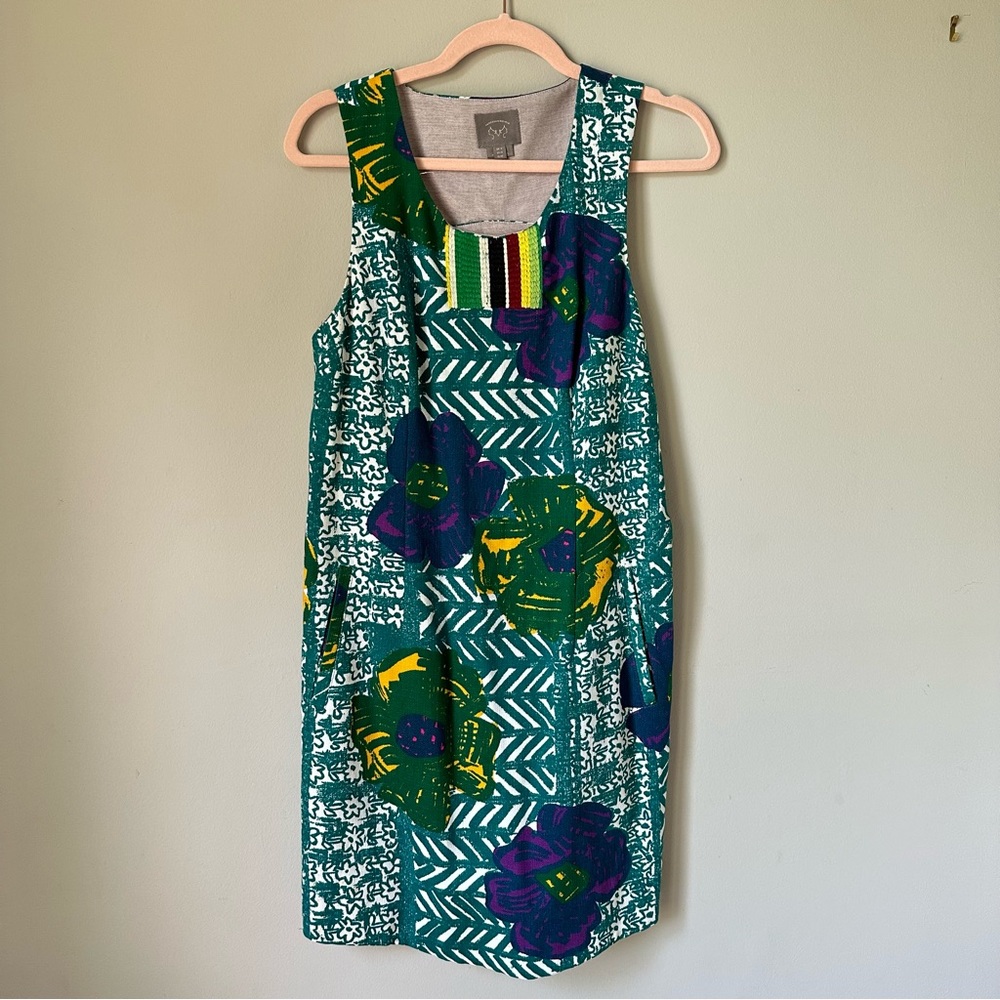 Anthropologie Vanessa Virginia Art to Wear Embroidered Hibiscus dress Size 10